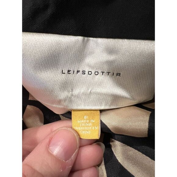 Leifsdottir‎ Dress Sz 8 Womens Black One Shoulder Ruffle Mini Cotton Blend Lined - Picture 9 of 12